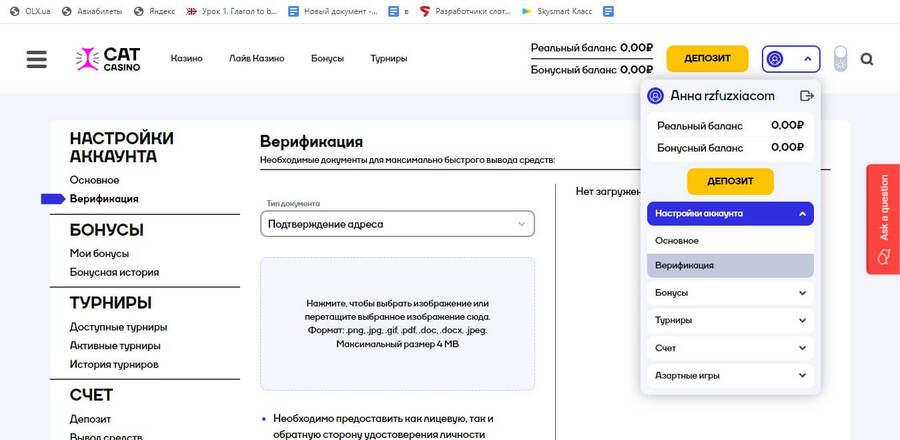 Вход в CatCasino